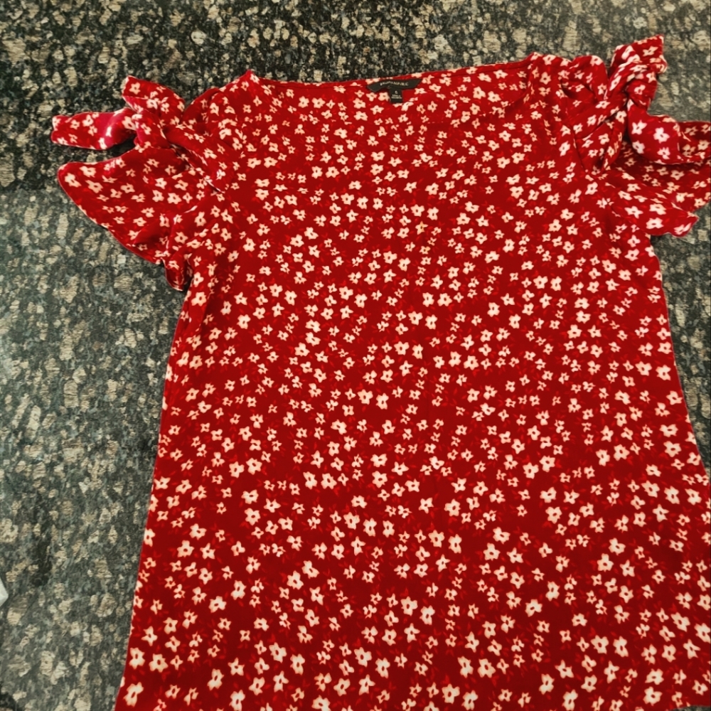 Red Floral Flowy Top Blouse